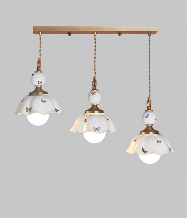 버터린 화이트 공 도자기 1등, 2등, 3등 펜던트전등 식탁등